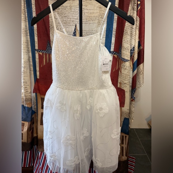 zenzi Other - Zhenzi White Sequin Bodice with Floral Tulle Party Dress